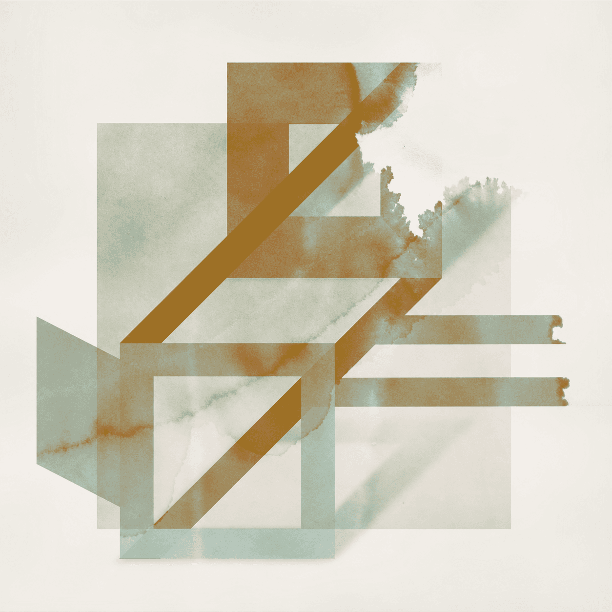 Abstract Mr. Kind artwork in ochre and teal